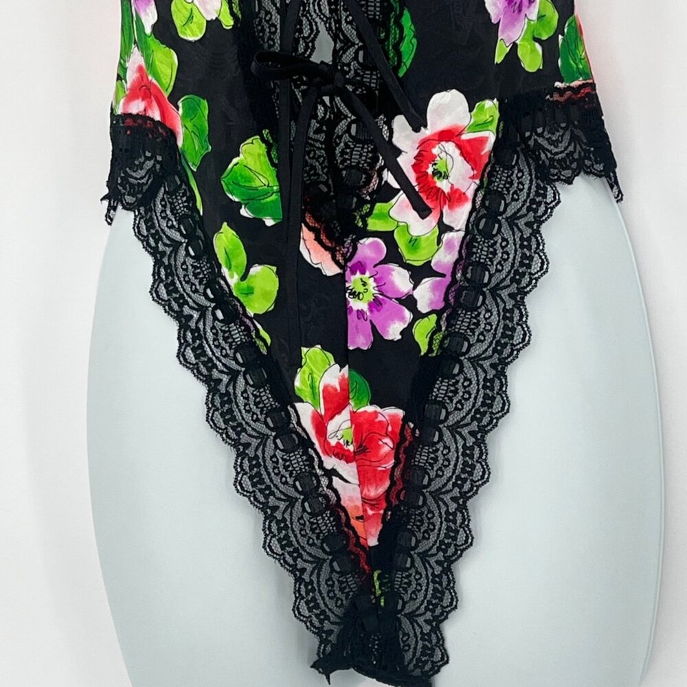 RARE Victorias Secret Y2K Floral Lace Bodysuit Lingerie Size S Black Vintage - Picture 3 of 6